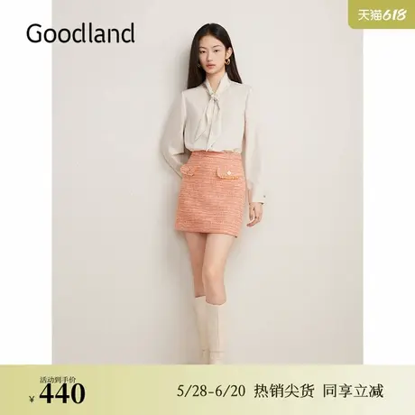 Goodland美地秋季高织经典条纹肌理衬衫挺阔上衣图片