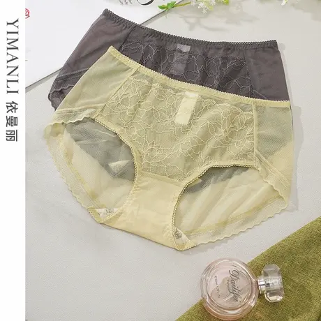 依曼丽夏季薄款内裤女透气网纱性感蕾丝中低腰三角裤商品大图