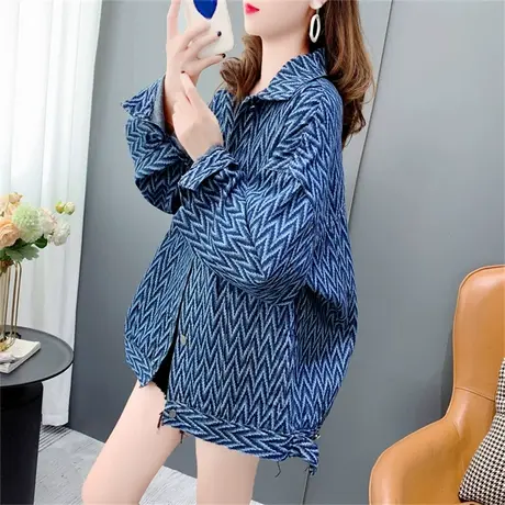 设计感休闲牛仔衬衫女秋季2022年新款宽松慵懒风复古百搭上衣外套商品大图