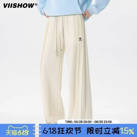 VIISHOW高街美式潮牌休闲裤子男生25新款抽绳直筒卫裤宽松阔腿裤商品大图