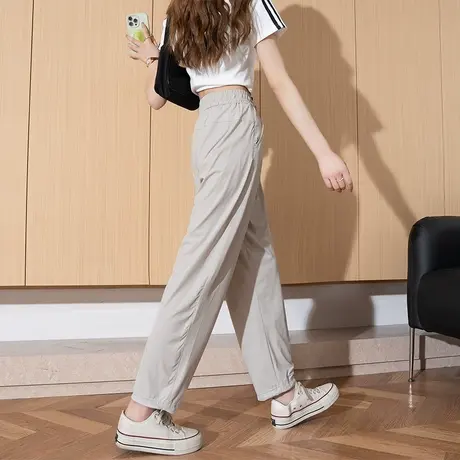 唐狮抽绳阔腿裤垂感高级感超柔软女2025爆款春季宽松百搭休闲裤yc图片