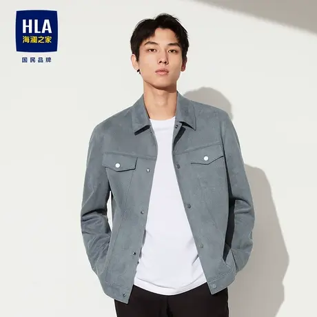 【衬衫款】HLA/海澜之家轻商务夹克23秋季新翻领开衫工装风外套男商品大图