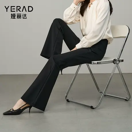 娅丽达黑色喇叭裤显瘦马蹄裤女春休闲裤2025新款裤子小个子喇叭裤商品大图