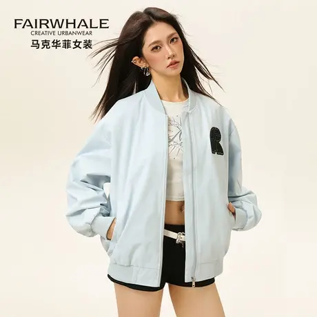 马克华菲美式复古夹克外套女2025新款宽松休闲飞行服小个子棒球服图片