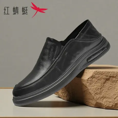 红蜻蜓男鞋秋季一脚蹬两穿商务休闲鞋真皮舒适软底软面中年爸爸鞋商品大图