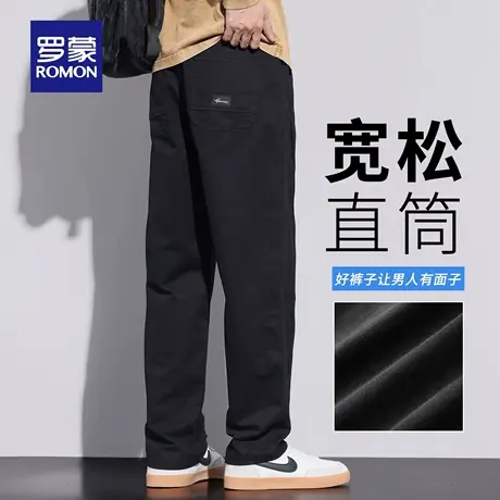 罗蒙纯棉休闲裤男秋季新款舒适抗皱宽松直筒耐磨运动工装裤子N3Z商品大图