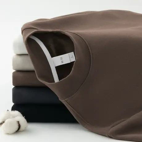 450g重磅长袖t恤男加绒加厚半高领内搭打底衫中领秋衣服纯色小衫商品大图