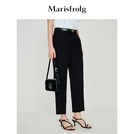 【都市通勤】玛丝菲尔2023年夏季新款三醋酸下摆开叉直筒休闲裤商品大图