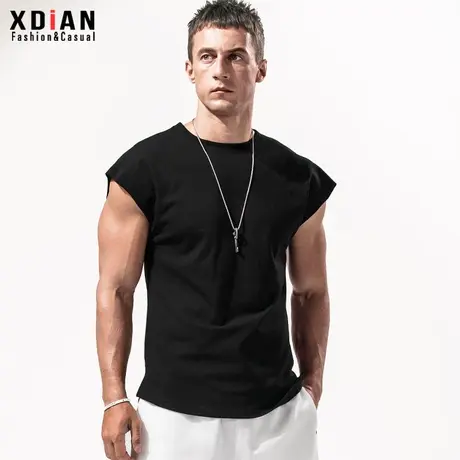 续点无袖t恤男宽松棉运动健身坎肩砍袖夏季外穿篮球训练宽肩背心图片