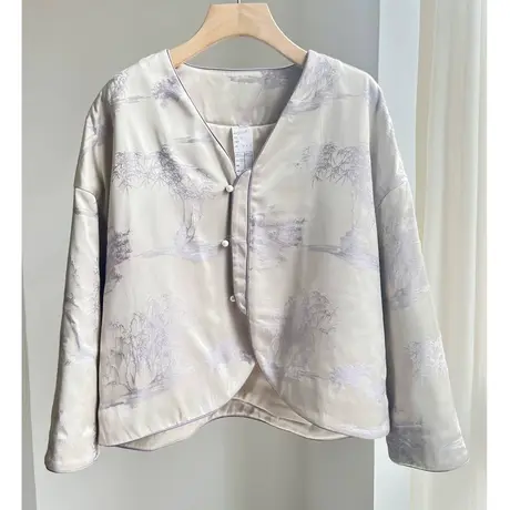 素飞原创设计新中式棉衣改良汉服紫色优雅气质加棉外套秋冬SU5091商品大图