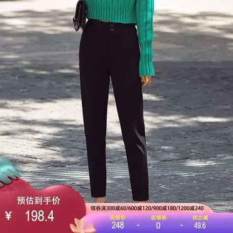 休闲西装裤2023春季新款时尚百搭高腰萝卜裤气质直筒九分哈伦裤女商品大图