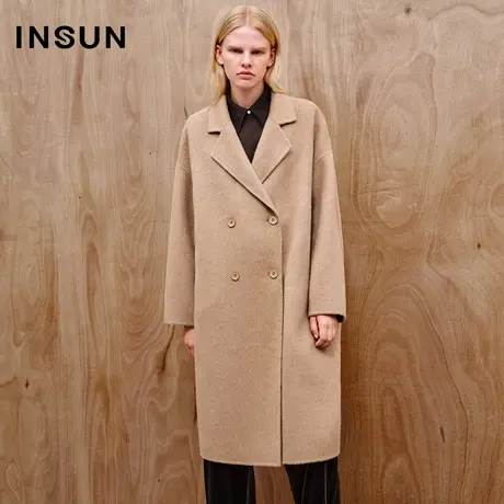 INSUN恩裳线上专选冬季高支羊毛桑蚕丝毛呢外套图片