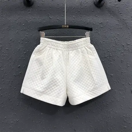 欧货简约风加厚a字休闲裤靴裤女秋冬新款松紧腰宽松百搭阔腿短裤图片