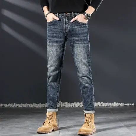 直筒百搭美式高街牛仔裤男款港风宽松水洗休闲男高端牛仔裤潮牌商品大图