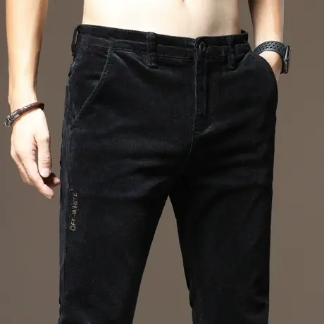 冬季加厚黑色灯芯绒裤子秋季男士休闲长裤修身小脚潮流百搭秋冬款商品大图