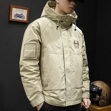 羽绒服男冬季2023年新款潮牌大码加厚连帽男士外套冲锋衣棉衣保暖商品大图
