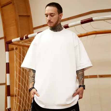 2025纯色体T恤大码男装百搭夏季纯棉短袖打底衫宽松潮牌简约上衣商品大图