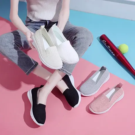 老北京布鞋女一脚蹬懒人鞋夏季透气妈妈休闲网鞋软底网面单鞋孕妇商品大图