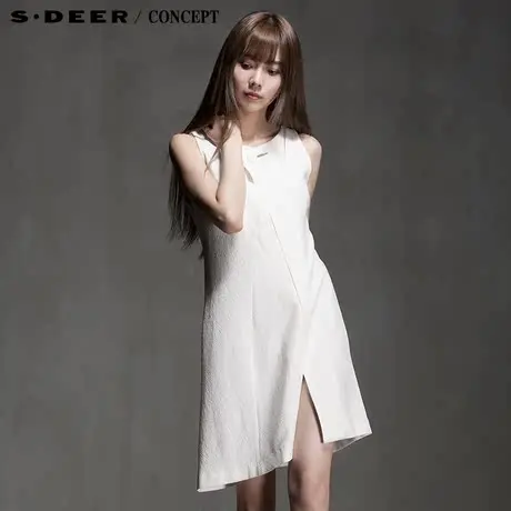 sdeer圣迪奥专柜正品女装夏装极简纯色解构设计无袖连身裙5281221图片