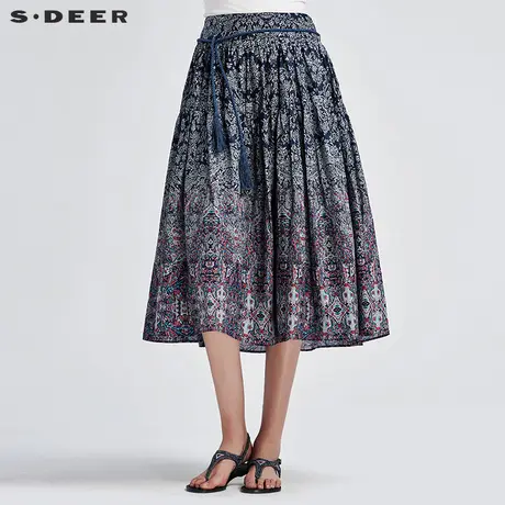 s.deer【新品】圣迪奥女装民族年代感印花半身裙S16281109图片