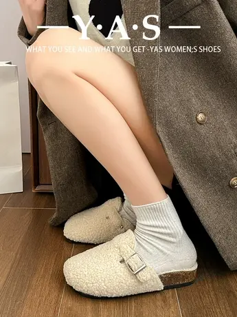 网红毛毛拖鞋女外穿2023新款秋冬季勃肯鞋包头半拖鞋厚底毛绒棉拖商品大图