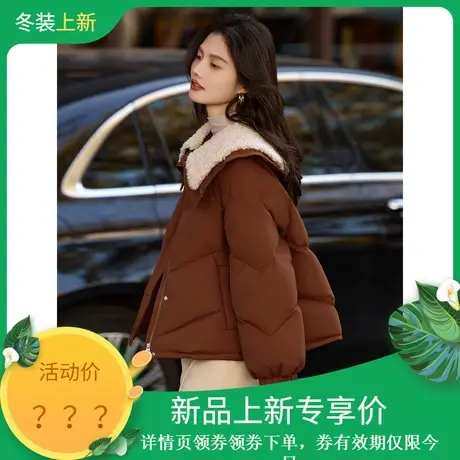 时尚气质羽绒服2023年冬季新款女百搭大翻领减龄休闲短款加厚外套图片
