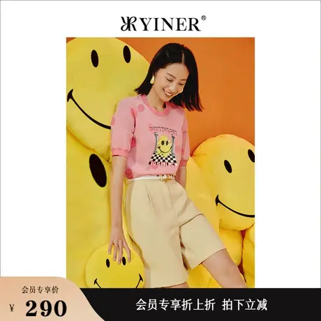Smiley®联名YINER音儿线上专选女装秋上衣笑脸针织衫商品大图