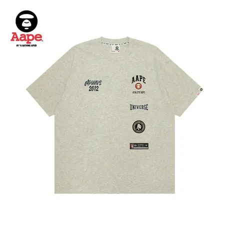 Aape男装春夏篮球猿人徽章字母潮流印花休闲宽松短袖T恤1462XAM商品大图
