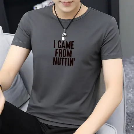 莫代尔短袖t恤男装夏季圆领体恤透气速干冰丝凉感上衣服潮流半袖商品大图