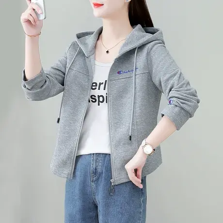 短款修身卫衣外套女2023年秋冬新款时尚休闲显瘦百搭上衣连帽小衫图片