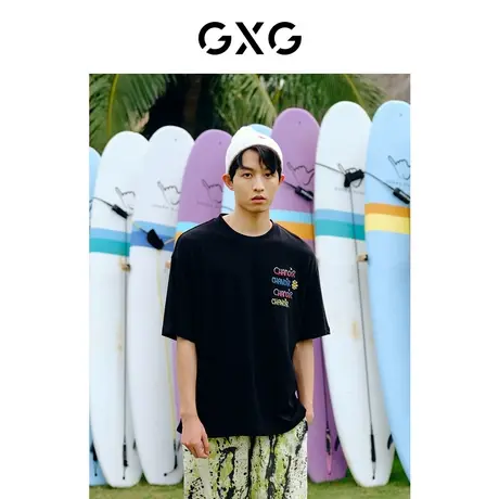 GXG男装 Chanoir联名系列时尚圆领短袖T恤2022年夏季新品图片