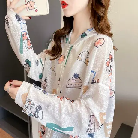 户外透气防晒衣女夏季韩版宽松大码薄款冰丝凉感休闲外套空调衫潮图片