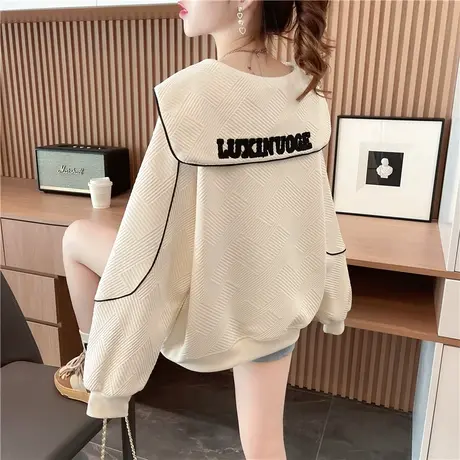 早秋装卫衣女春秋季韩版宽松设计感小众小个子薄款娃娃领上衣外套图片