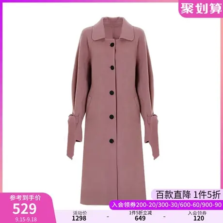 DPLAY德帕拉秋装冬款翻领系带单排扣长款双面羊毛呢大衣商品大图