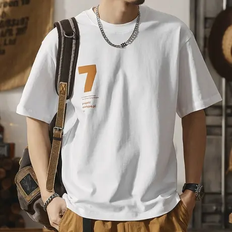 Modi Nick/摩帝尼克夏季男士溜肩版型男士短袖t恤男款纯棉潮流T恤图片