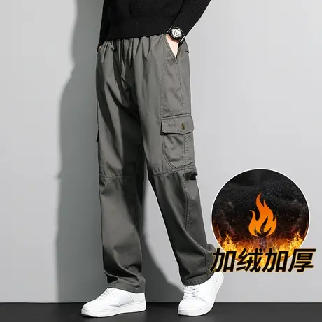 裤子男款秋季直筒工装裤男纯棉加绒加厚大码男裤秋冬季休闲运动裤商品大图