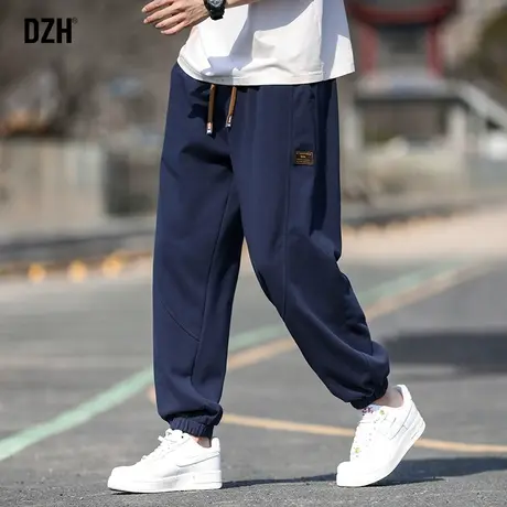 男士藏青色运动裤子男韩版潮流2024新款高街束脚卫裤秋冬新款男裤图片