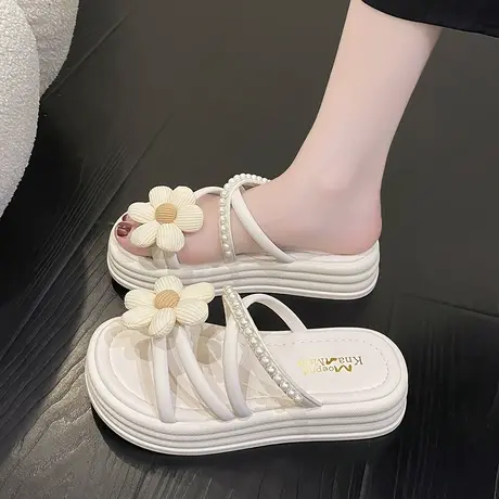 网红厚底拖鞋女夏季外穿时尚2023年新款百搭仙女风花朵沙滩凉拖鞋商品大图