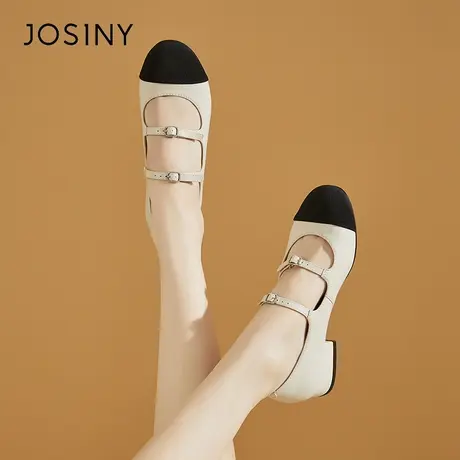 Josiny/卓诗尼小香风玛丽珍单鞋女2024新款春季女鞋子浅口小皮鞋商品大图