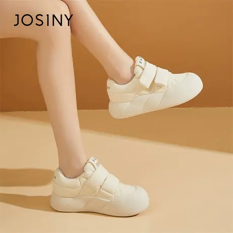 Josiny/卓诗尼踩屎感小白鞋女面包鞋2024新款春季魔术贴厚底板鞋商品大图