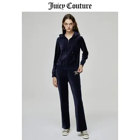 Juicy Couture橘滋套装女秋冬新款天鹅绒外套夹克直筒微喇休闲裤图片