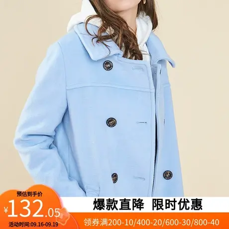 艾格冬季羊毛西装领纯色个性简约中长款毛呢大衣Y232商品大图