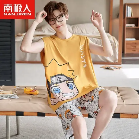 凉感睡衣男夏天莫代尔无袖背心套装夏季青少年清爽冰丝动漫卡通图商品大图