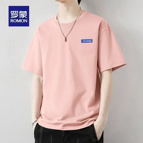 罗蒙男士纯棉短袖T恤夏季薄款印花圆领休闲大码男装上衣服冰丝体t图片