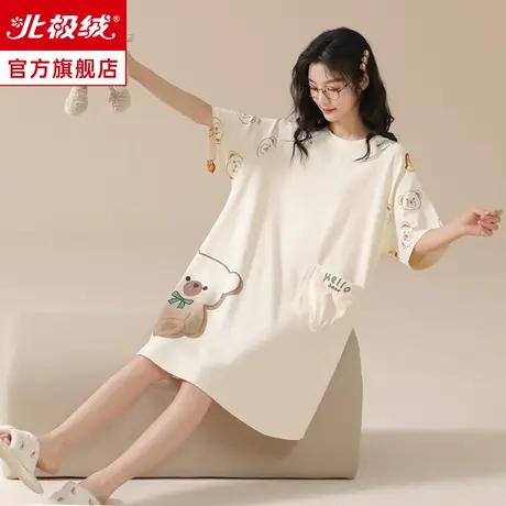 纯棉睡裙夏季女2023年新款短袖宽松甜美可爱外穿睡衣夏天家居服商品大图