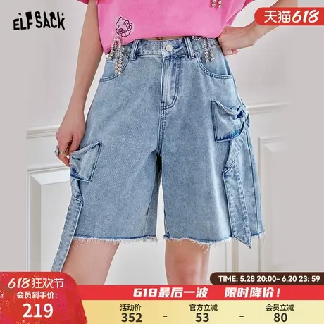 妖精的口袋复古蝴蝶结牛仔短裤女2025年夏季新款显瘦宽松五分裤子图片
