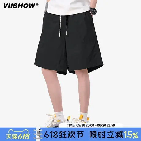 VIISHOW冰丝短裤男2025夏季薄款美式直筒沙滩裤防水速干运动裤子图片