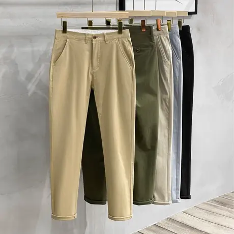 春秋款休闲裤长裤男士直筒小脚净色百搭韩版潮流百搭男裤子九分裤商品大图