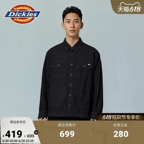 Dickies25春夏新款 轻质牛仔面料多口袋宽松长袖衬衫 男女情侣图片