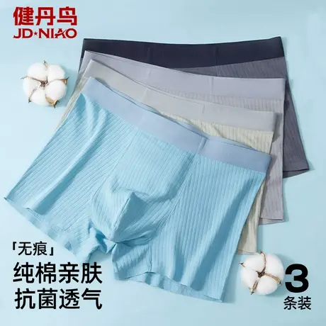 健丹鸟无痕纯棉内裤男士桑蚕丝抗菌裆网眼透气夏季薄款大码短裤头商品大图
